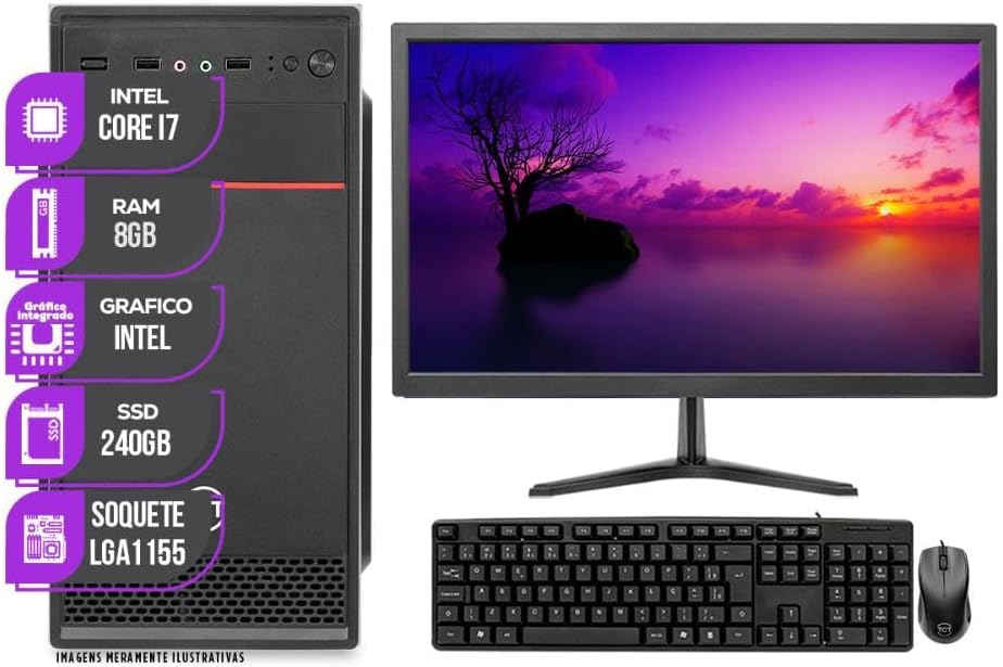 <p><strong>Mancer PC Completo: INTEL CORE I7, 8GB RAM, SSD 240GB e Monitor 19" por R$1.359,90 – Oportunidade Única em Computadores Desktop!</strong></p>