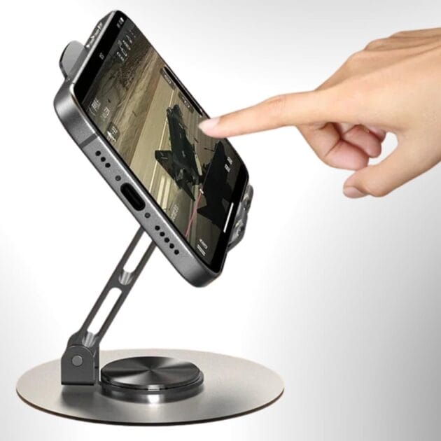 <p><strong>Suporte de Celular de Mesa em Alumínio 360° | Estável e Ajustável por R$42,79!</strong></p>