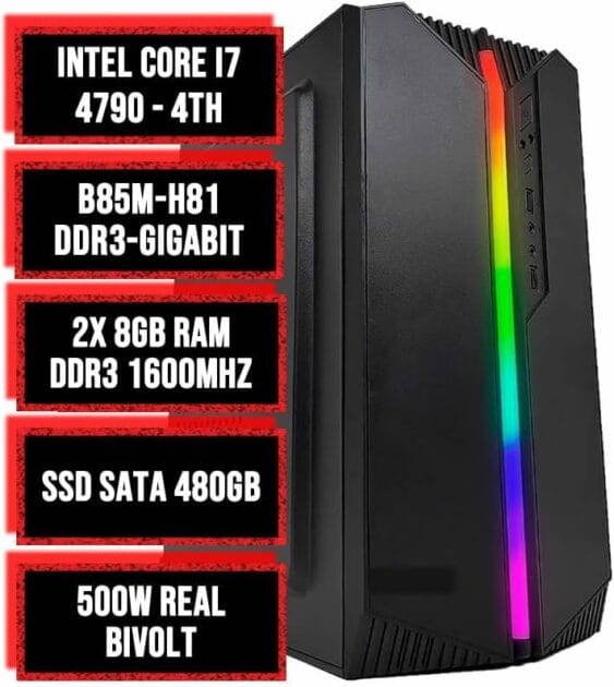 <p><strong>Adquira já! PC INTEL CORE I7 4790, 16GB SSD 480GB e RGB por R$1.375,99!</strong></p>