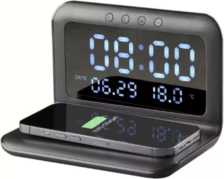 <p><strong>Carregador Indução Relógio Digital com Termômetro por R$99,90 – Transforme Seu Espaço!</strong></p>