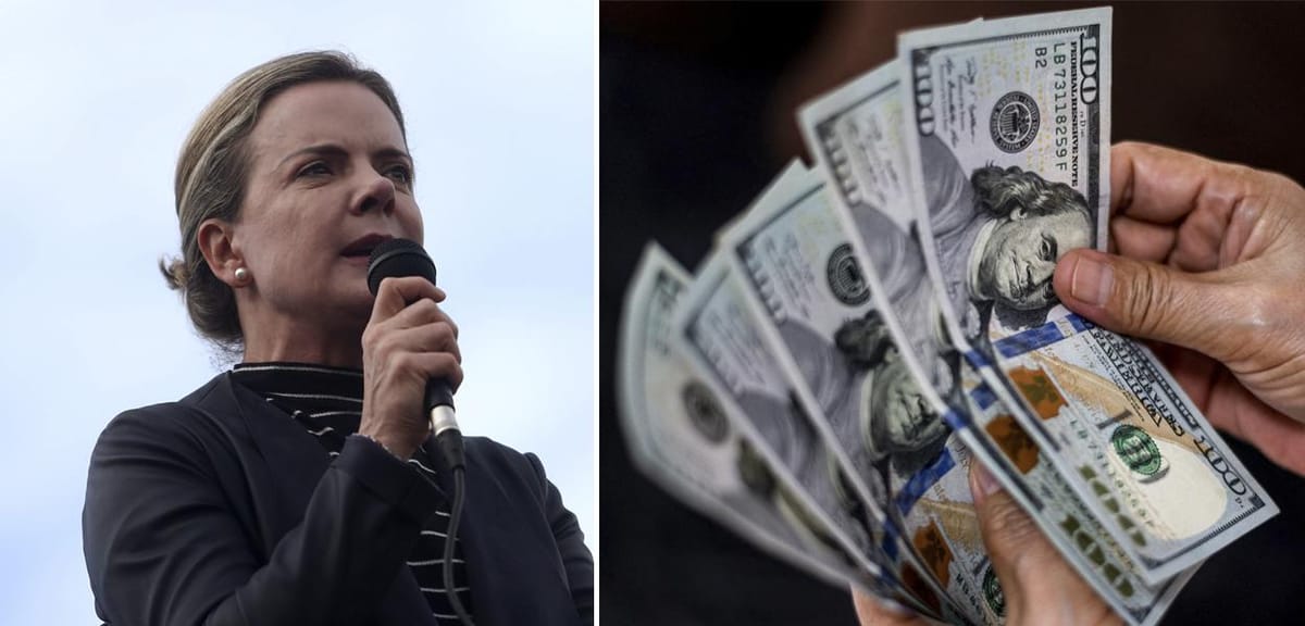 Dólar despenca após especulação; Gleisi critica pressão financeira