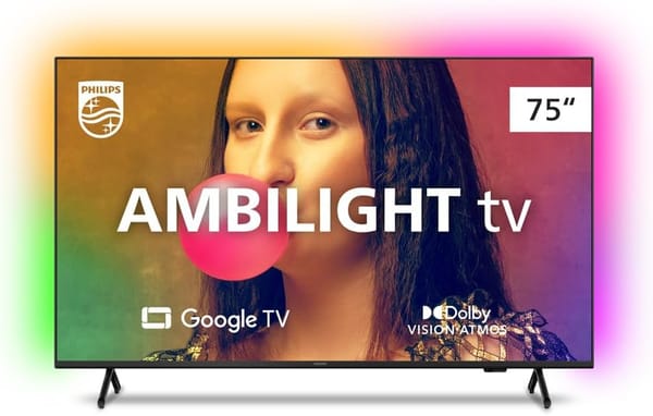 <p><strong>Aproveite: Smart TV Philips Ambilight 75" 4K com Google TV e Dolby por R$5.748,85!</strong></p>