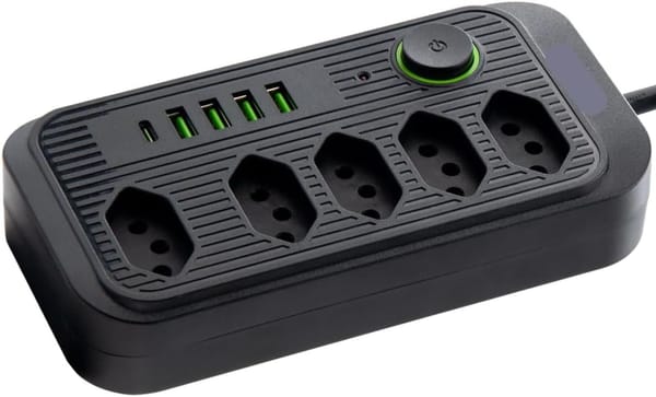 <p><strong>SHINER Extensão Tomada 5 Tomadas + 4 USB + 1 Tipo-C, R$68,90 – Segurança e Praticidade!</strong></p>