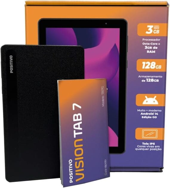 <p><strong>Garanta já o Positivo Vision TAB 7 - 3GB RAM, 128GB e Android 14 por R$574,90!</strong></p>
