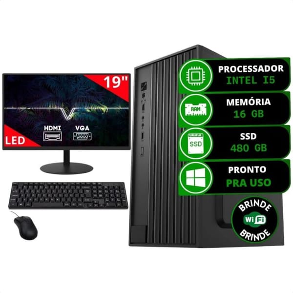 <p><strong>Aproveite! Xblue TECH Computador Completo Intel I5 16GB SSD 480GB + Monitor por R$1.429,00 – Oportunidade em Computadores Desktop</strong></p>