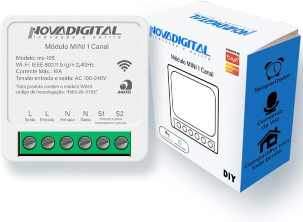 <p><strong>Adquira já o NOVADIGITAL Módulo Mini 1 Canal Wi-Fi MS-105 por R$36,99!</strong></p>