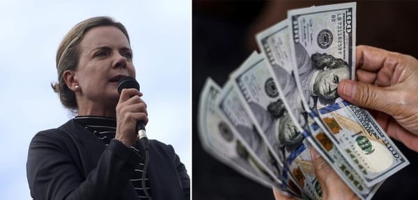 Dólar despenca após especulação; Gleisi critica pressão financeira