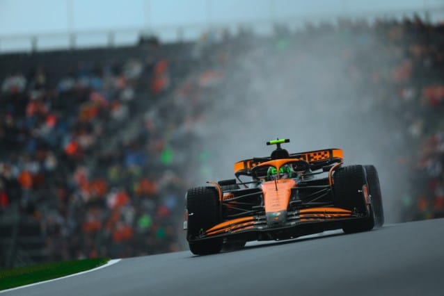 Lando Norris supera Verstappen na sessão molhada de treinos